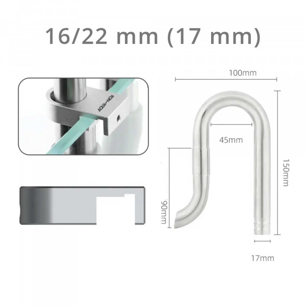 Mini Edelstahl Filter Ein-/Auslauf Set - Outflow 16/22mm (17mm)