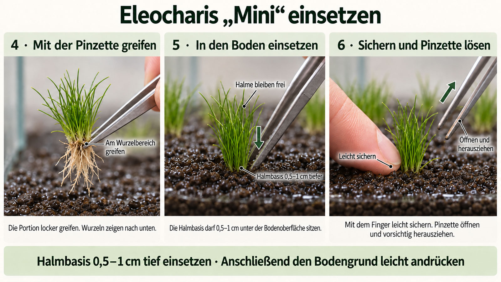 Eleocharis mini mit der Pinzette einsetzten