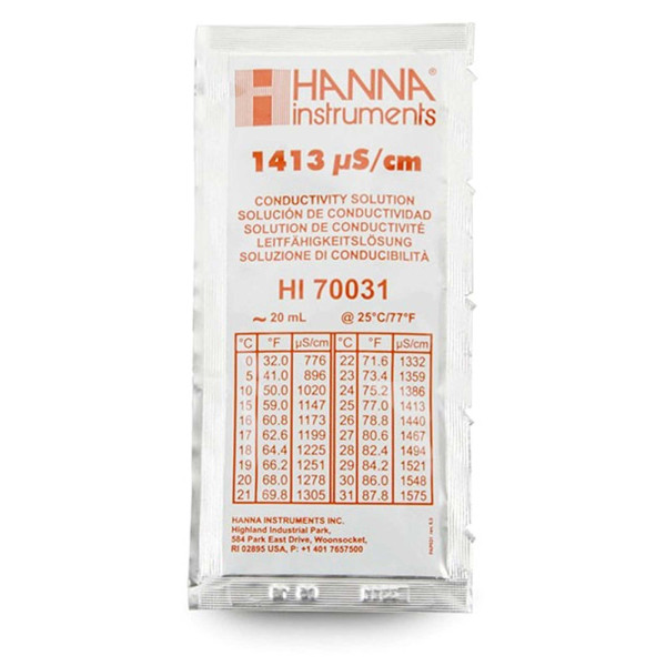 Hanna Instruments Kalibrierlösung Leitfähigkeit 1413 µS/cm, 25 x 20mL-Beutel