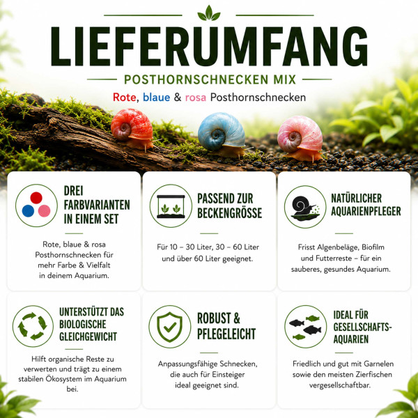 Bunter Posthornschnecken Mix | Rot, Blau & Rosa