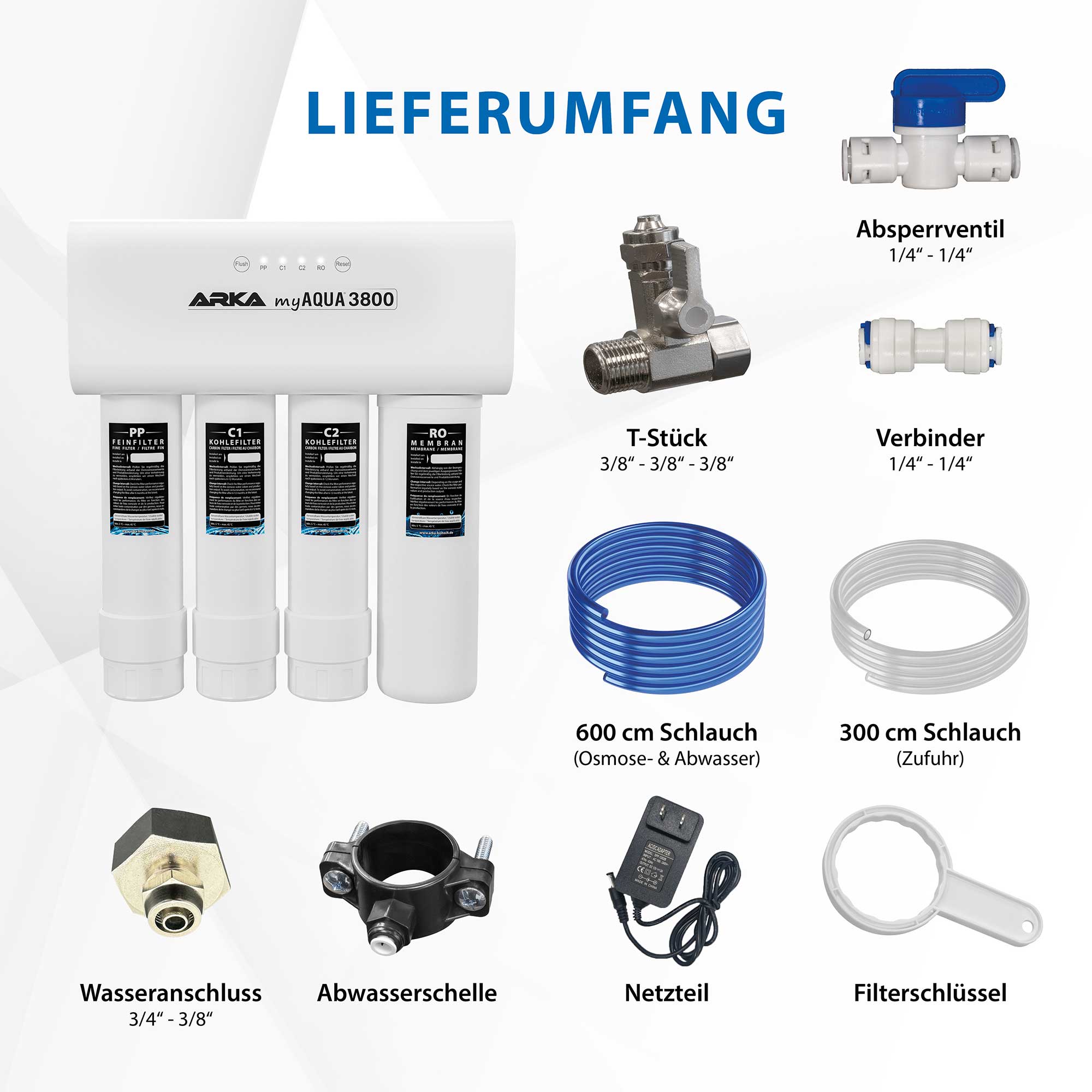 ARKA Osmoseanlage myAQUA 3800 Lieferumfang