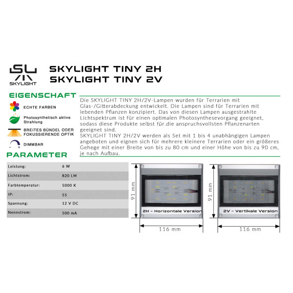 Skylight TINY 2 | Terrarium LED WRGB beschreibung