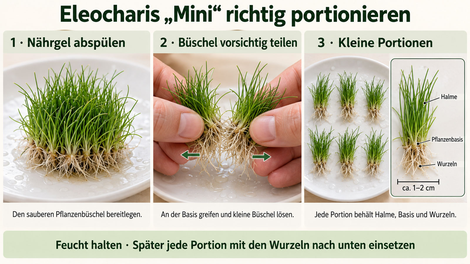 Eleocharis mini richtig portionieren