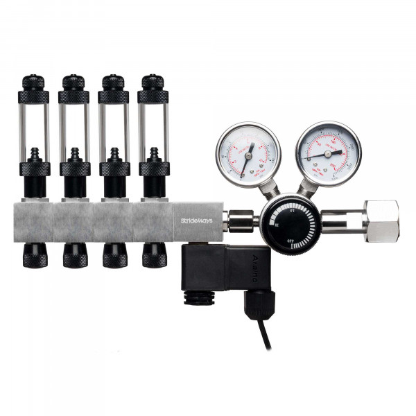 Strideways PRO CO2 Druckminderer Plus mit Magnetventil und Blasenzähler inkl. 3 Extender