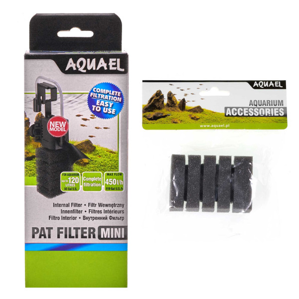 Aquael Pat mini Filter | Innenfilter - inkl. Babygarnelen-Filterschwamm (fein)