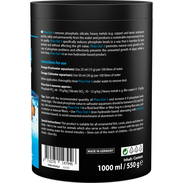 ARKA Phos-Out 4 Granulat 550g Rückseite