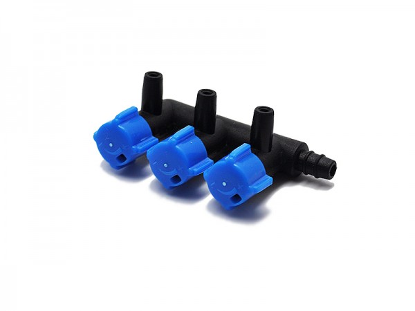 Lufthahn 3 fach für 4/6 Luftschlauch Kunststoff