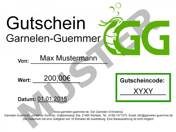Garnelen-Guemmer Gutschein 200 Euro