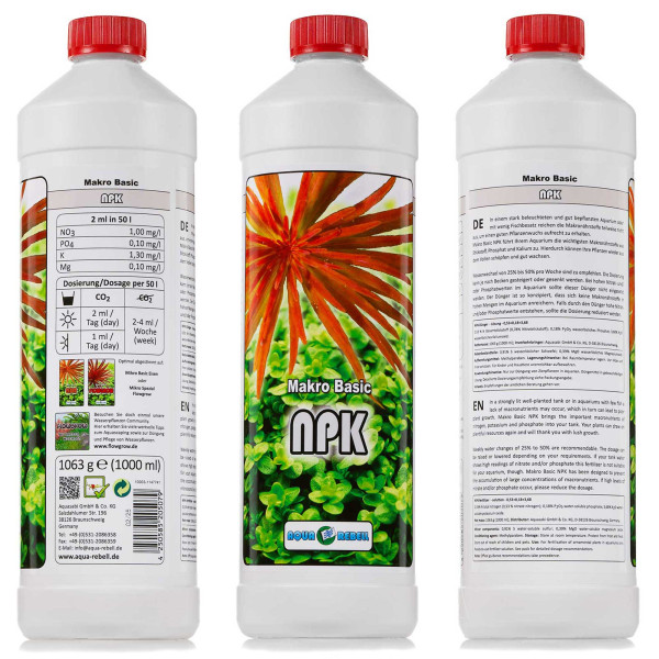 Aqua Rebell NPK + Eisen + GH Boost N | Aquarium Basic Dünger Set inkl. Dosierpumpe - NPK 1000ml