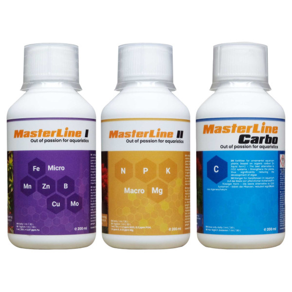 Masterline Dünger Komplettset | Mikro 1 + Marko 2 + Carbo - 200ml